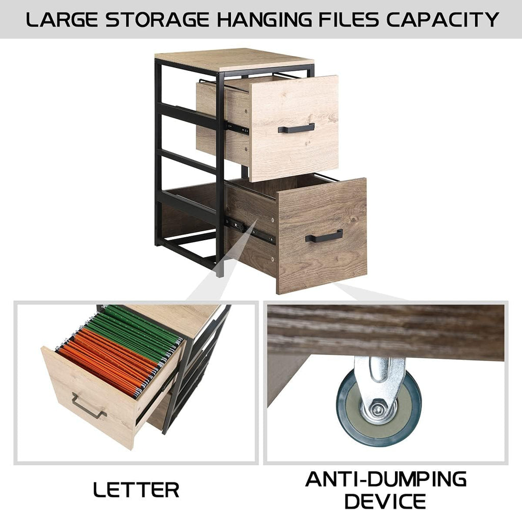 Wood File Cabinet with 2 Drawers, Brown V551180