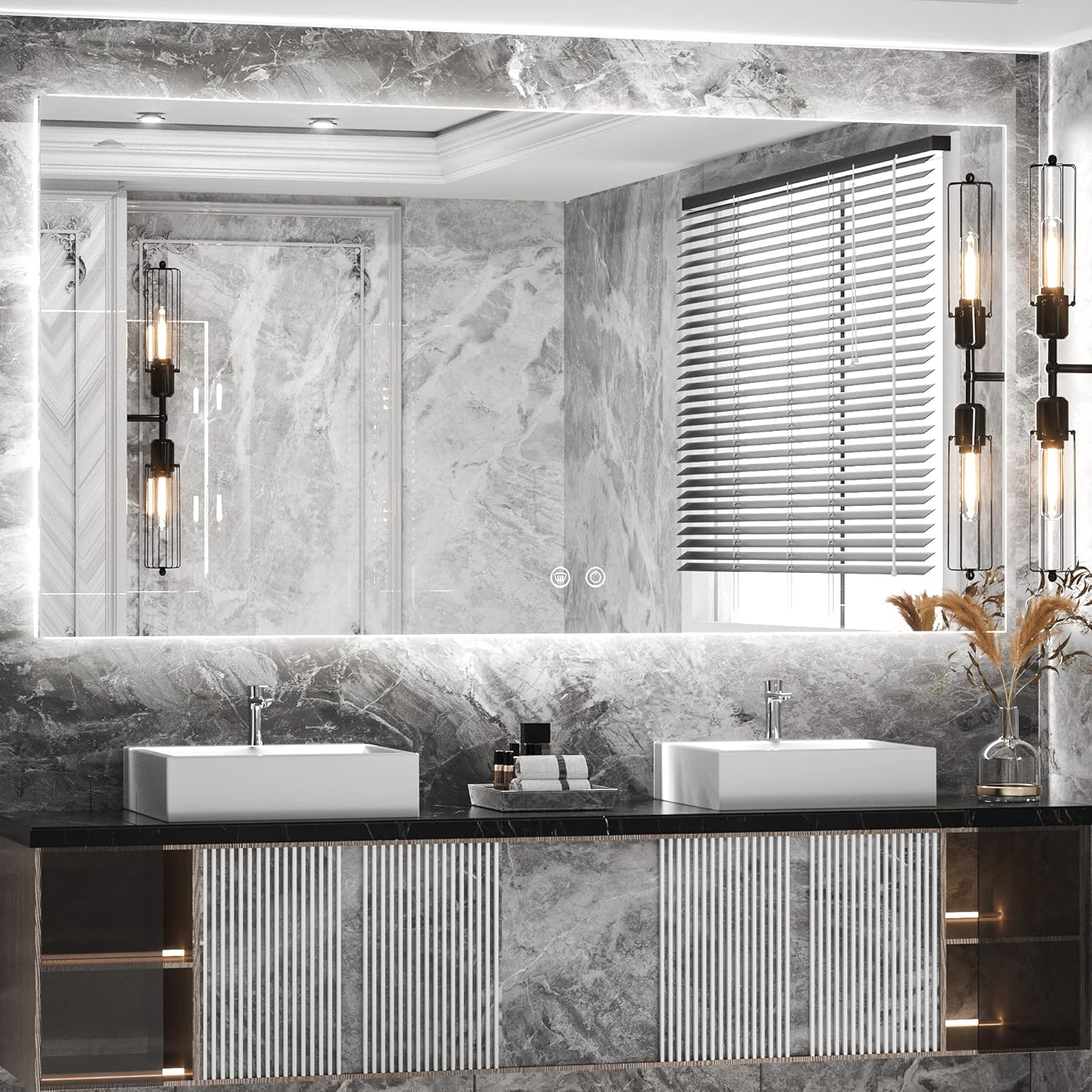 55 x 36 Inch LED Bathroom Backlit Anti Fog Dimmable Vanity Mirror B1639