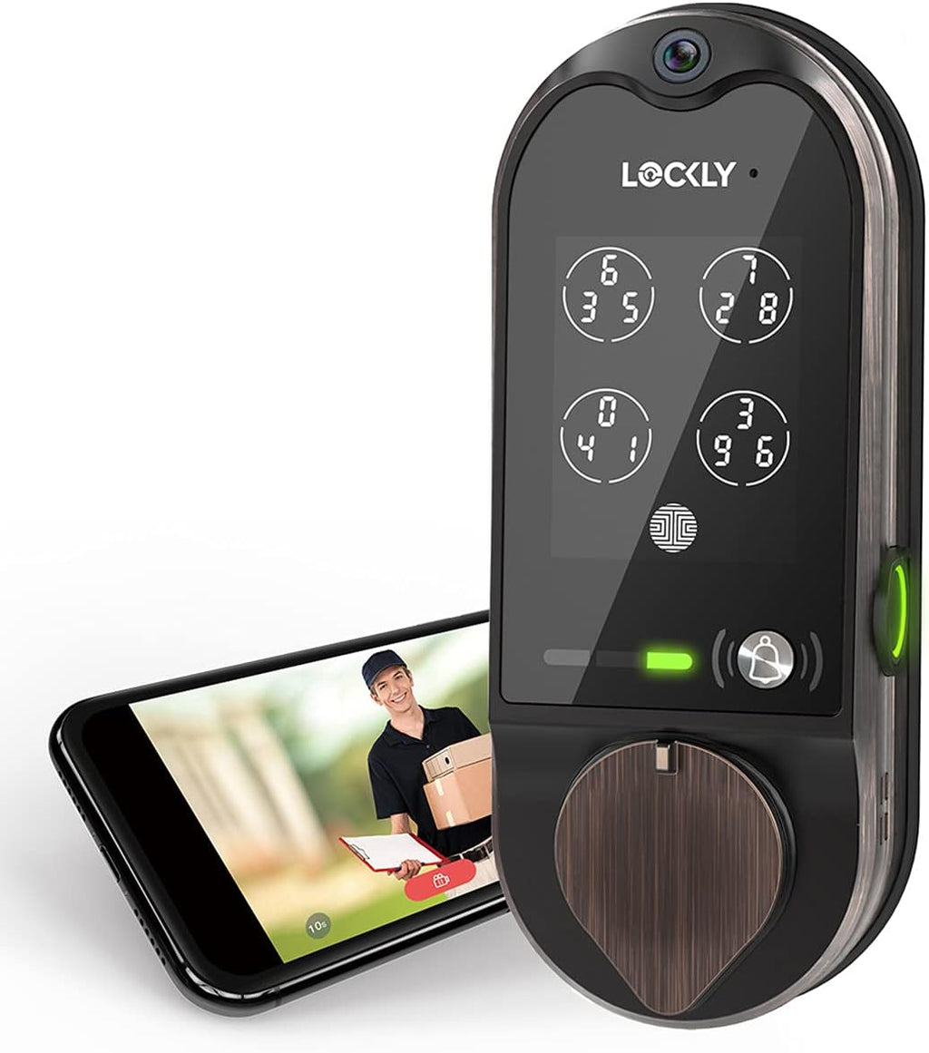 Venetian Bronze Smart Lock Deadbolt with Video Doorbell, Fingerprint, Wi-Fi, Camera, Keypad Y226