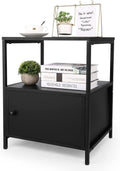 White 3-Tier Wooden Nightstand with Storage Cabinet and Open Shelf V49082