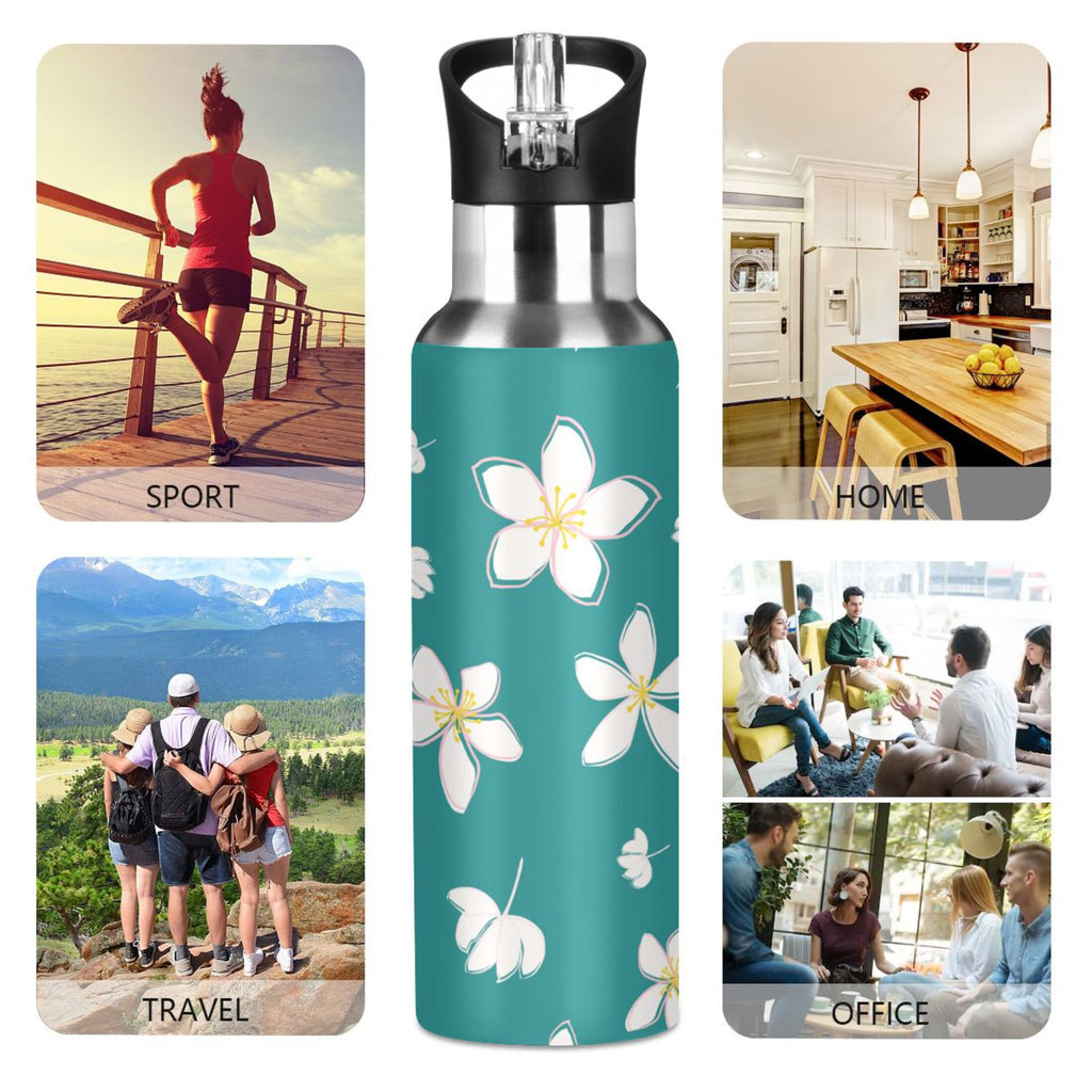Teal Stainless Steel Insulated Water Bottle with Straw Lid S69399