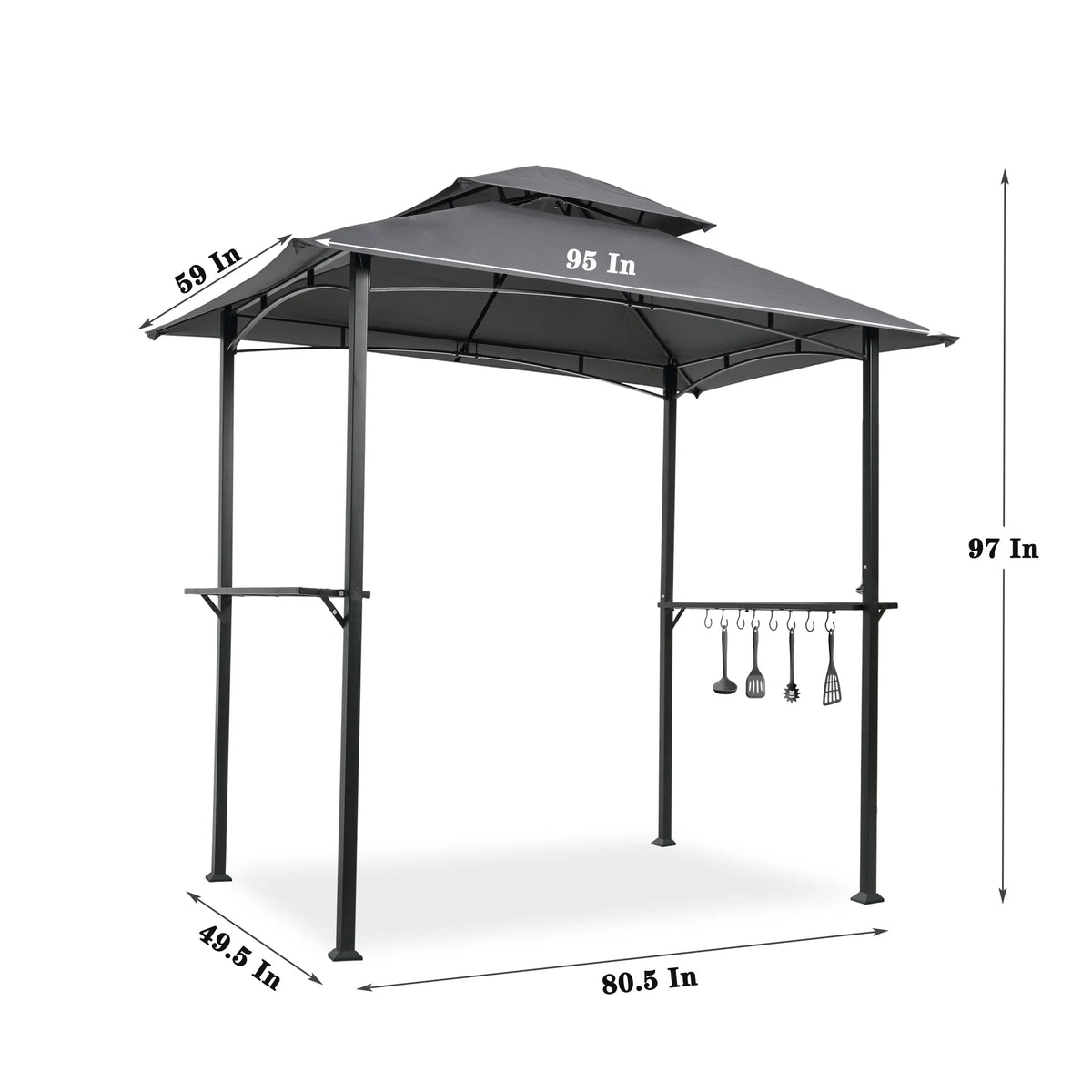 Double Tier Steel Frame BBQ Grill Gazebo Canopy with Bar Counters Y645