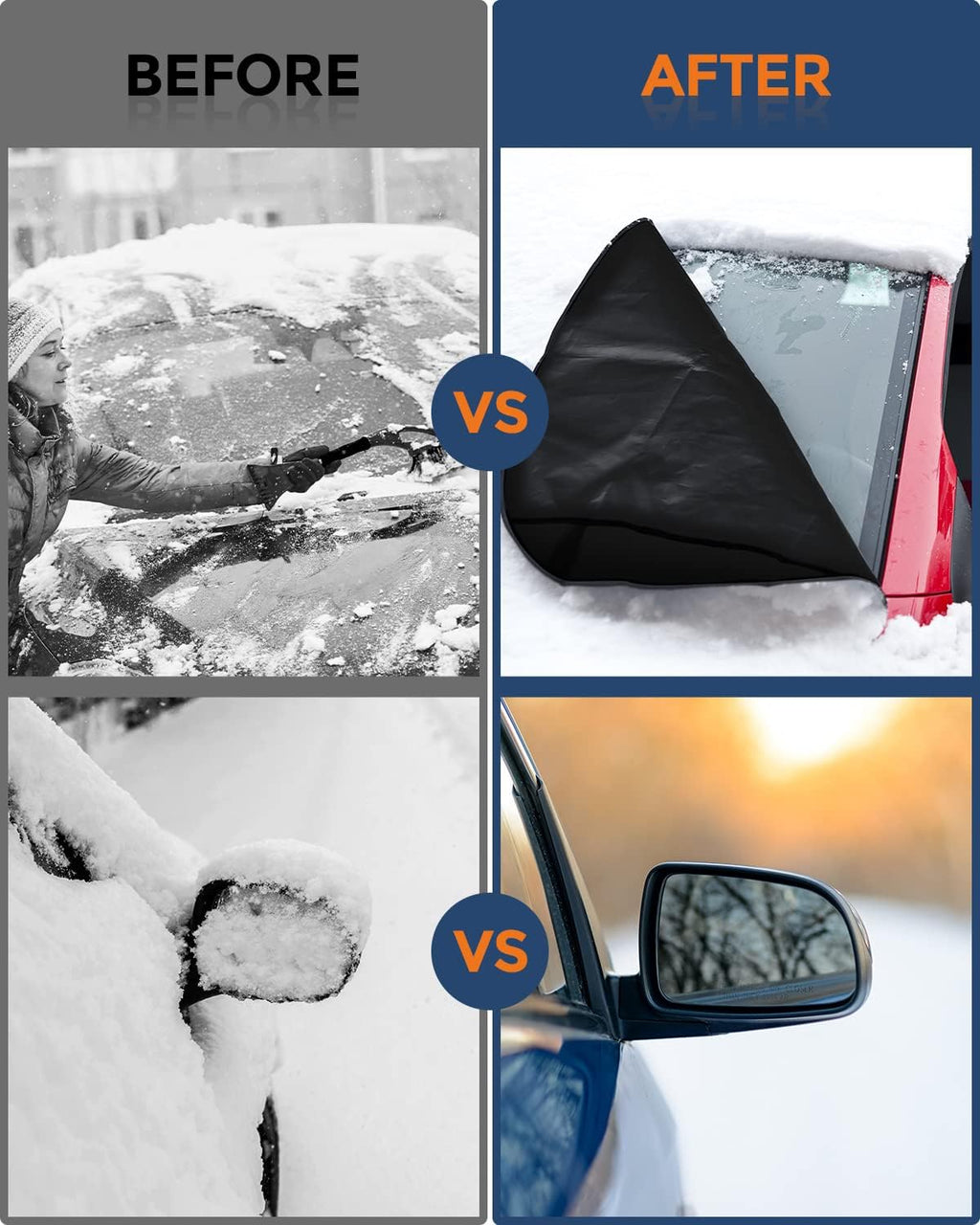 Waterproof Thicken Windshield Cover for Ice and Snow, Pack of 2 V363