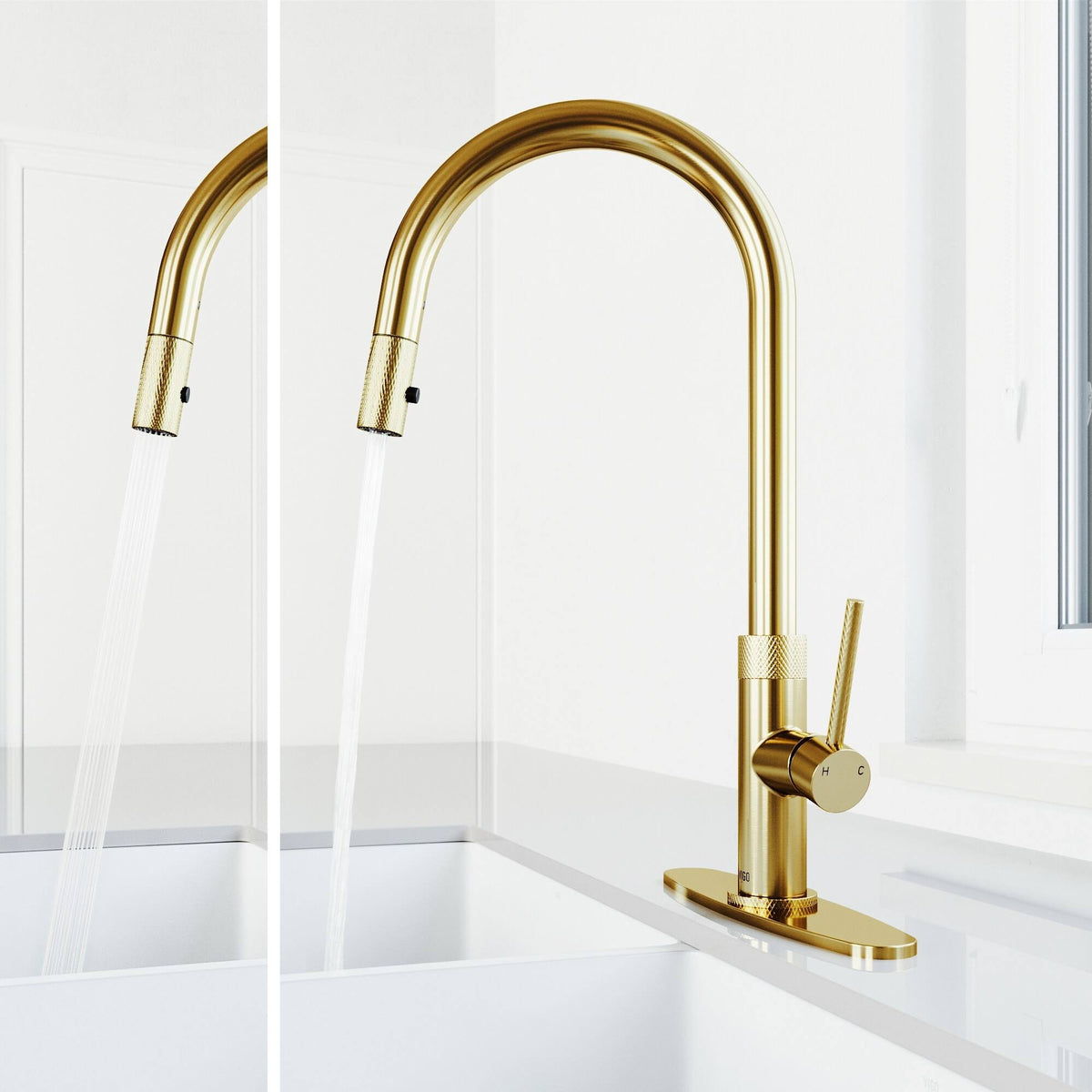 Stainless Steel Pull-Down Kitchen Faucet with Deck Plate Q5766