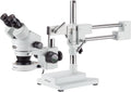 Binocular Stereo Zoom Microscope, 3.5X-90X Magnification, LED Ring Light, Double-Arm Boom Stand O697279