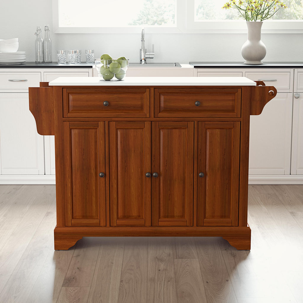 Cherry Wood Granite Top Kitchen Island J7950