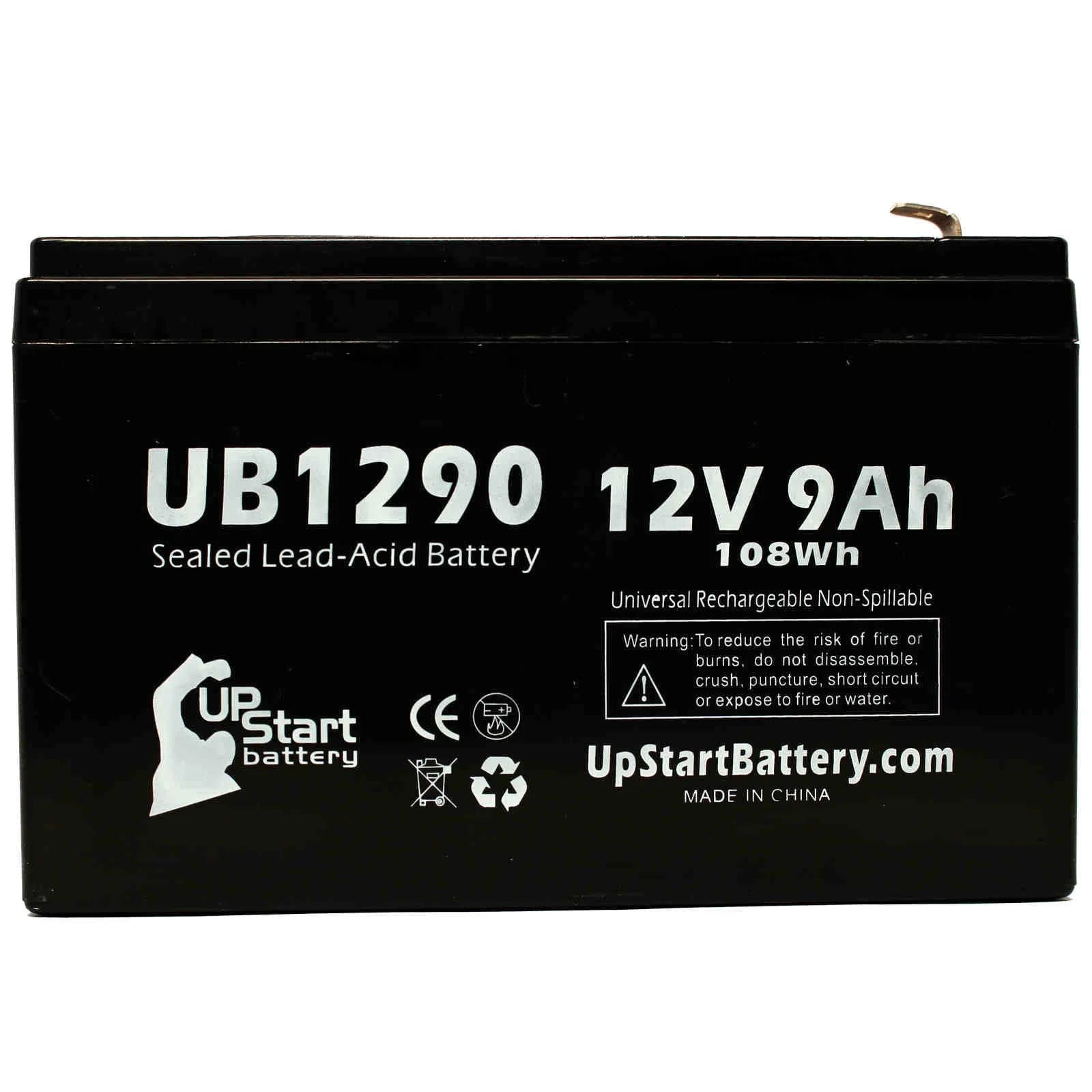 3x Pack Replacement Sealed Lead Acid Battery (12V, 9Ah, 9000mAh, F1 Terminal, AGM, SLA) with 6 F1 to F2 Terminal Adapters S713083