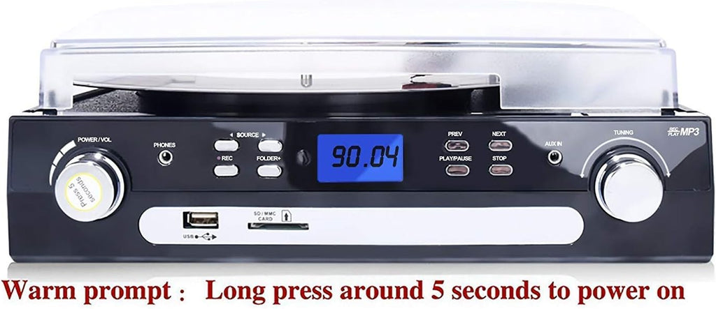 Bluetooth Record Player with Stereo Speakers, AM/FM Radio, Remote Control, Black, Pack of 2 C183671