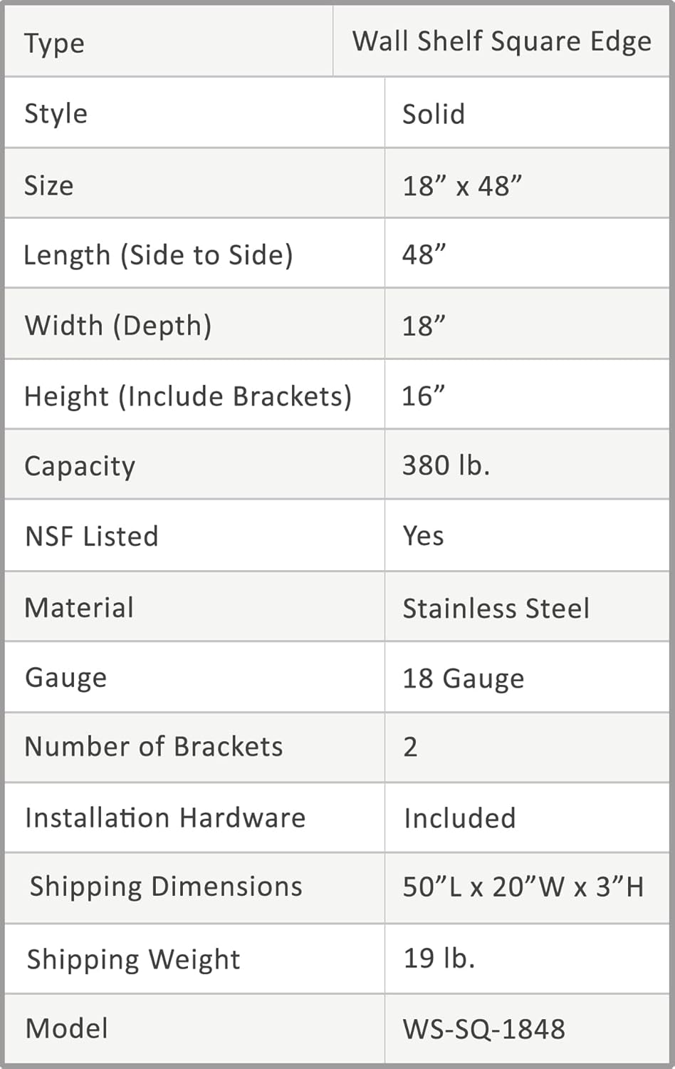 Stainless Steel Wall Shelf M726071
