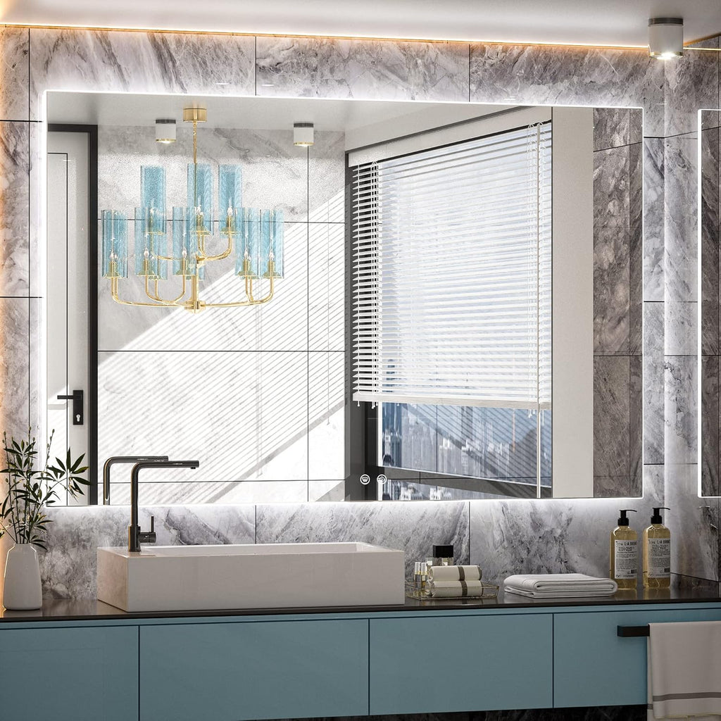55 x 36 Inch LED Bathroom Backlit Anti Fog Dimmable Vanity Mirror B1639