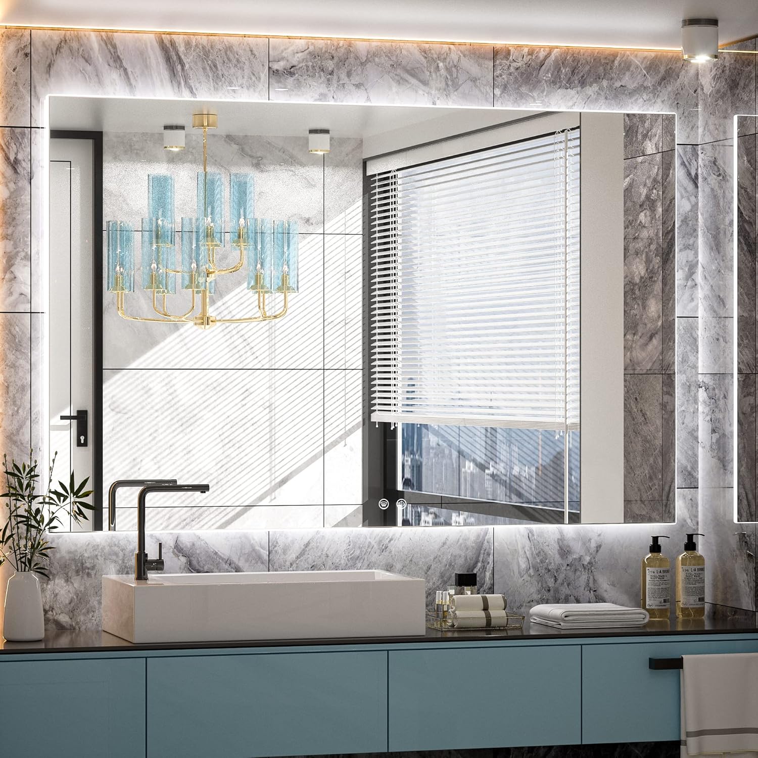 55 x 36 Inch LED Bathroom Backlit Anti Fog Dimmable Vanity Mirror B1639