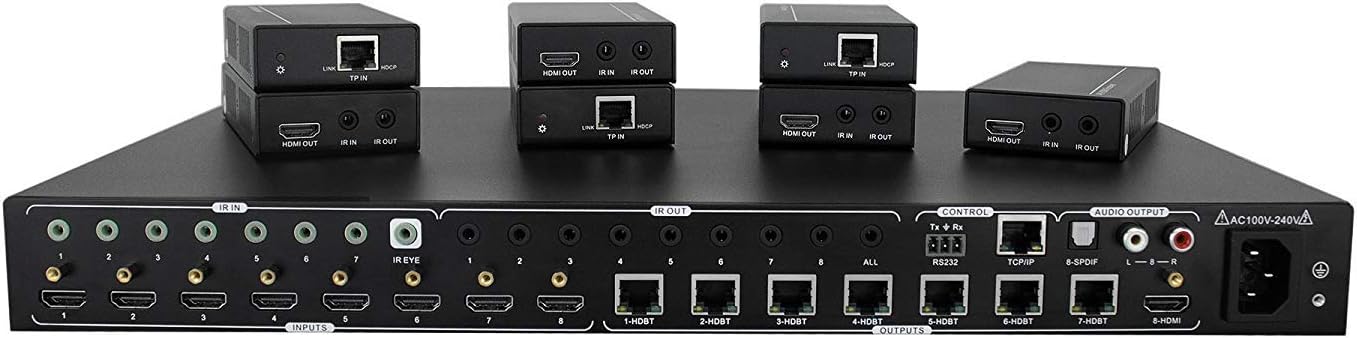 4K60HZ 8x8 HDMI Matrix with 7 Receivers Q91581