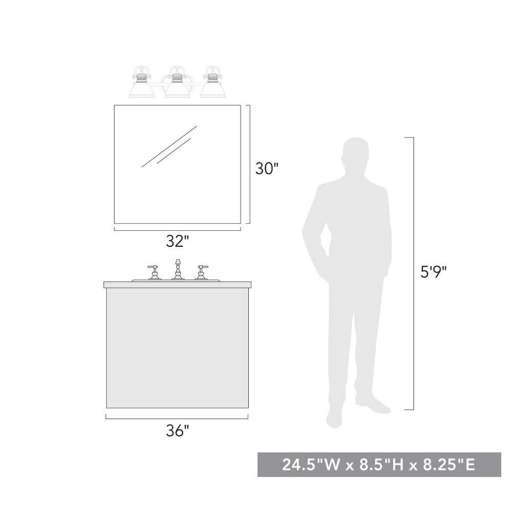 Matte Black 3 Light Bath Vanity H5069