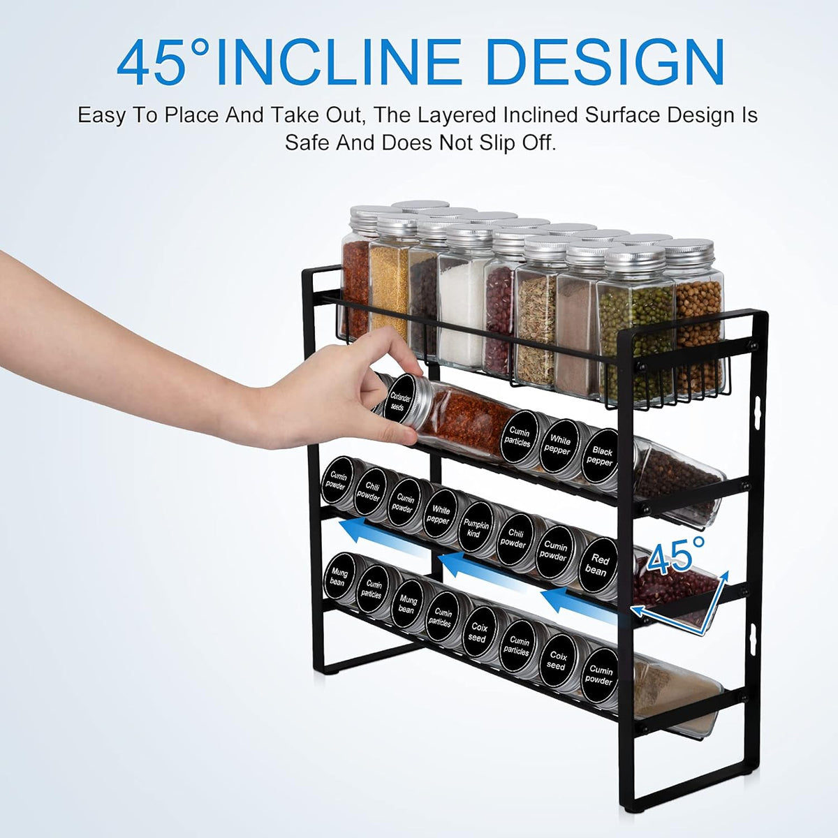 4 Tier Spice Rack with Hooks Y85117