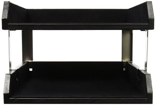 Black Leather Front Load Letter Trays with Gold Stacking Posts J180896