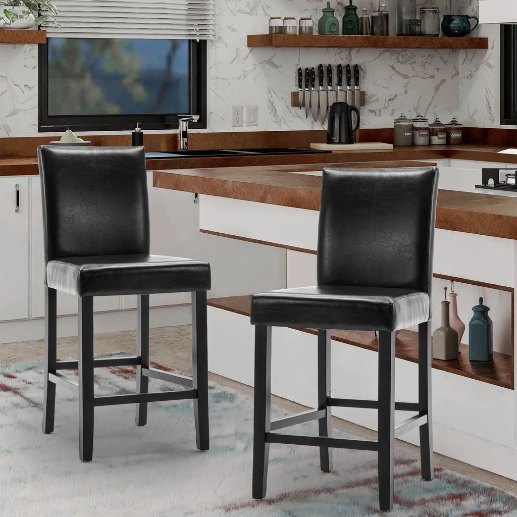 Black PU Leather Bar Stools, Set of 2 I19967
