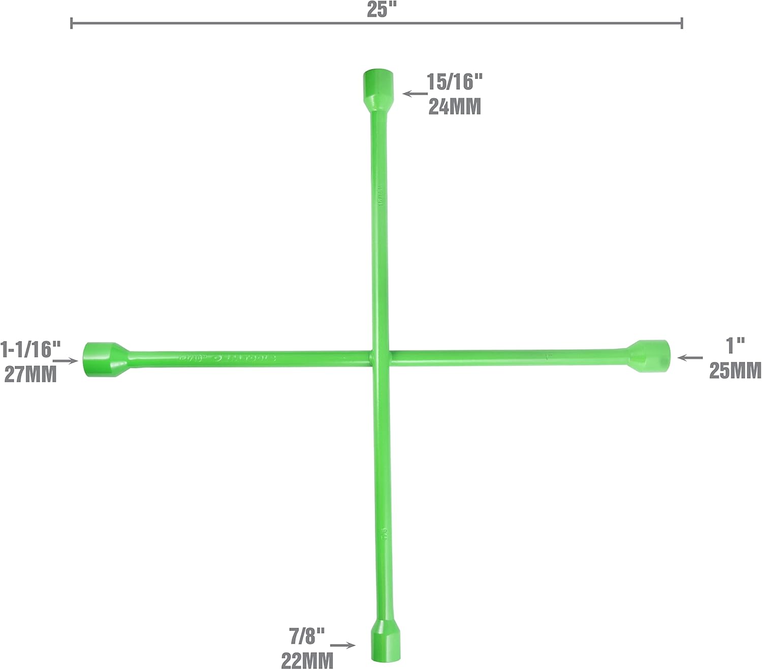 25" 4-Way Lug Nut Wrench, Green, Pack of 2 Z8597
