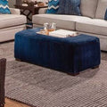 Navy and White Performance Stripe Rectangle Cocktail Ottoman T208207