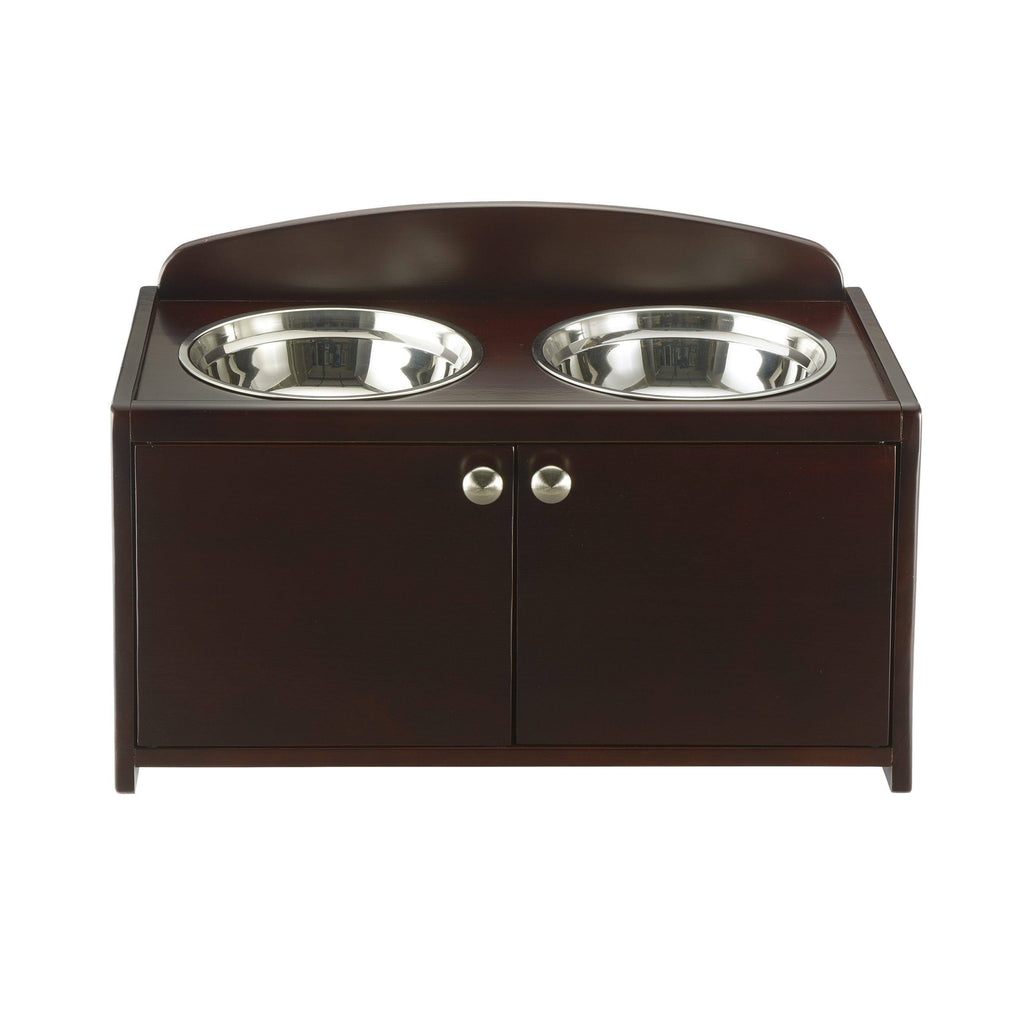 Dark Brown Wooden Pet Feeder T359