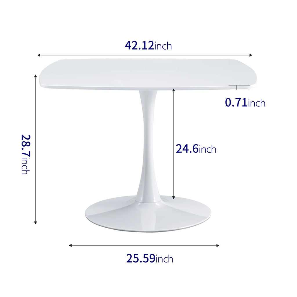 White Mid-century Round MDF Pedestal Dining Table T694312