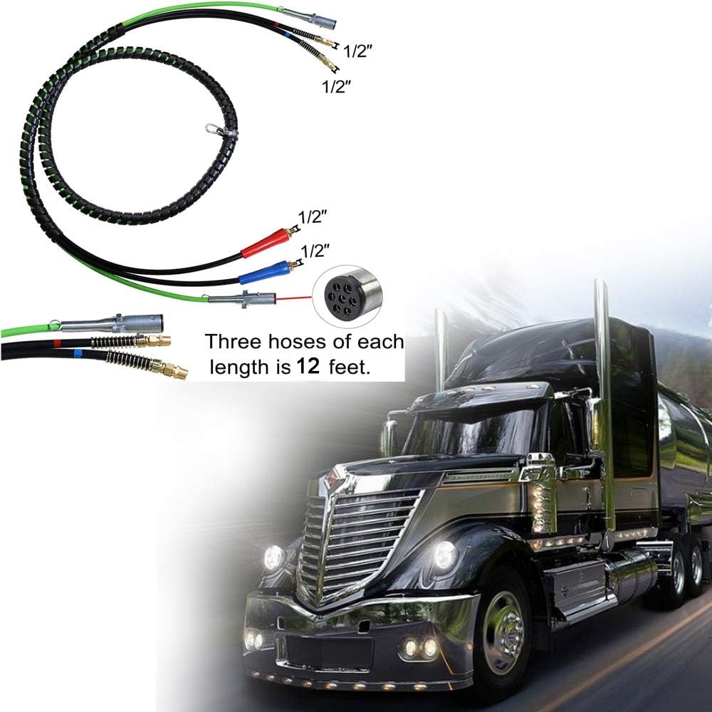 12 Ft 3-in-One Rubber Wrap Set Air Hose Electrical Cable Wrap J602