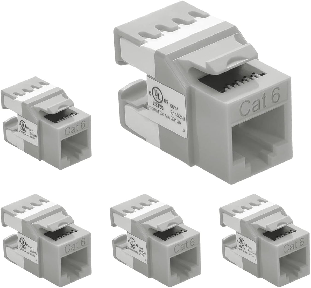 Cat.6 RJ45 Keystone Jack (50-Pack, Gray) D941