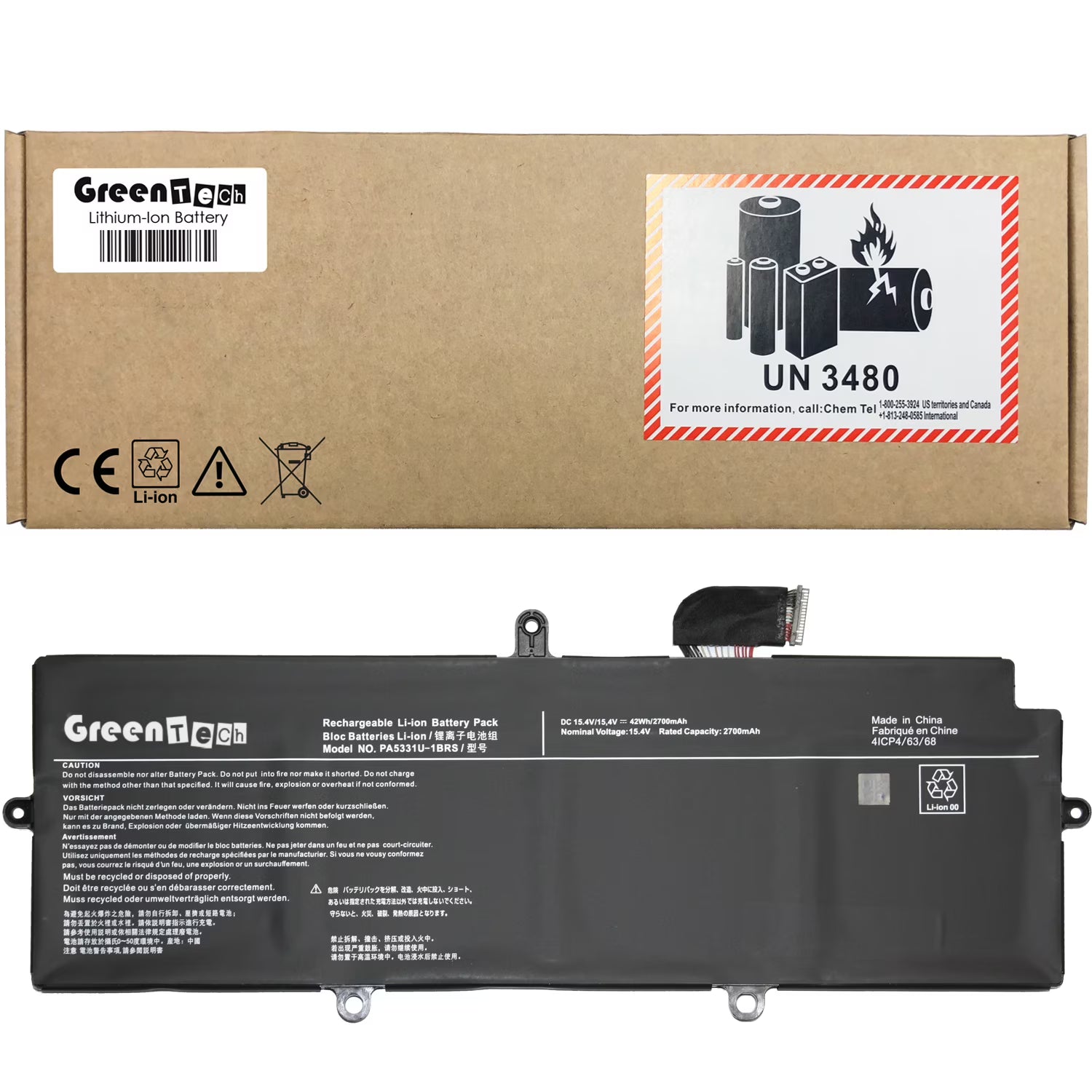 Battery for Toshiba Dynabook Portege Tecra, 15.4V 42WHR K1621