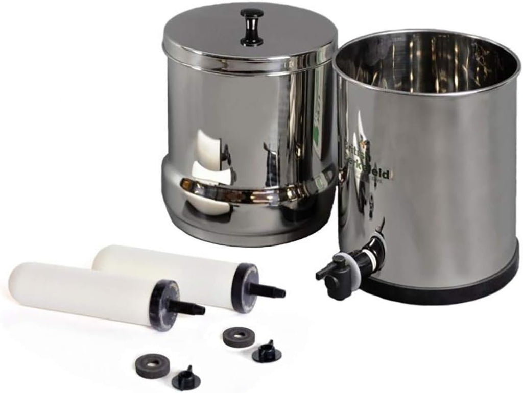 2.24 Gallon Stainless Steel Gravity-Fed Water Filter System with 2x Candle Filters O283831