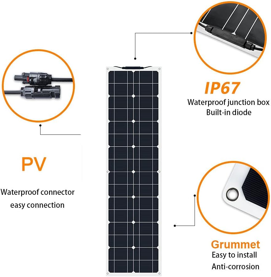 Flexible Monocrystalline 50W Solar Panel Kit with 10A Controller R5270