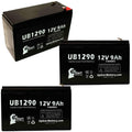 3x Pack Replacement Sealed Lead Acid Battery (12V, 9Ah, 9000mAh, F1 Terminal, AGM, SLA) with 6 F1 to F2 Terminal Adapters S713083