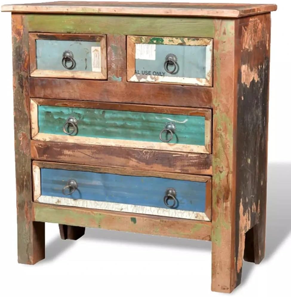 Solid Reclaimed Wood Cabinet 4 Drawers Sideboard N9869