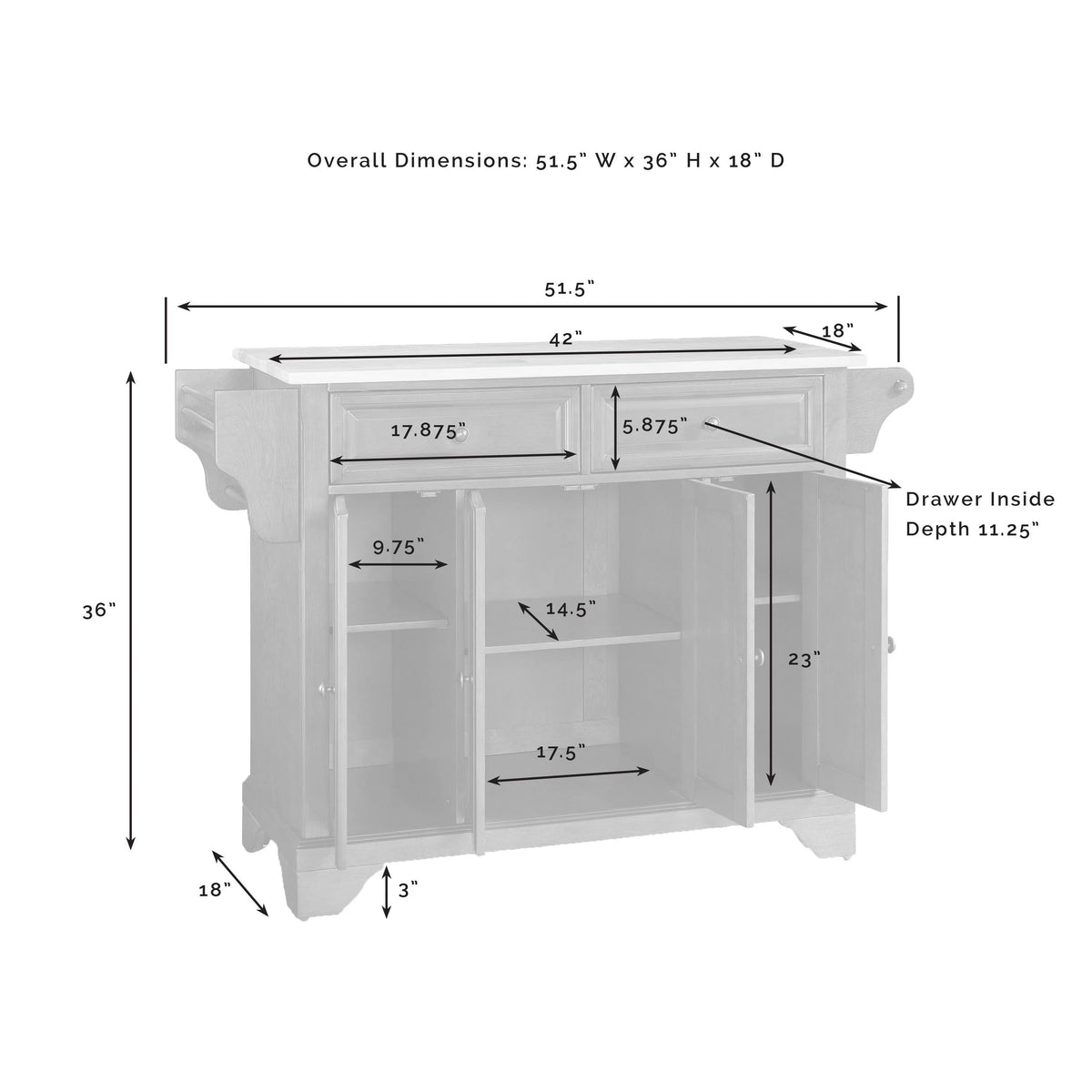 Cherry Wood Granite Top Kitchen Island J7950