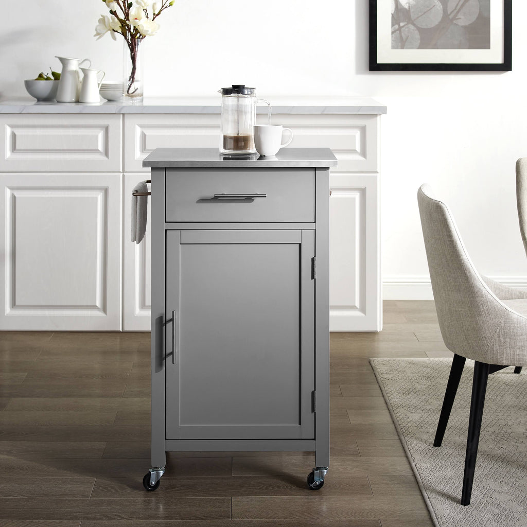 Gray Stainless Steel Top Kitchen Island Cart U5073