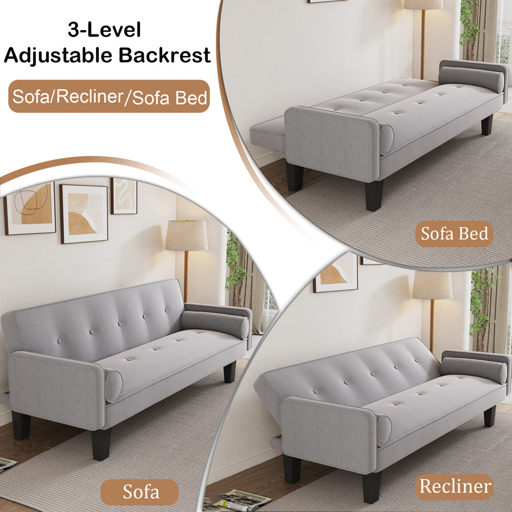 Dark Grey Cotton Linen Sleeper Sofa Bed with Two Pillows F942