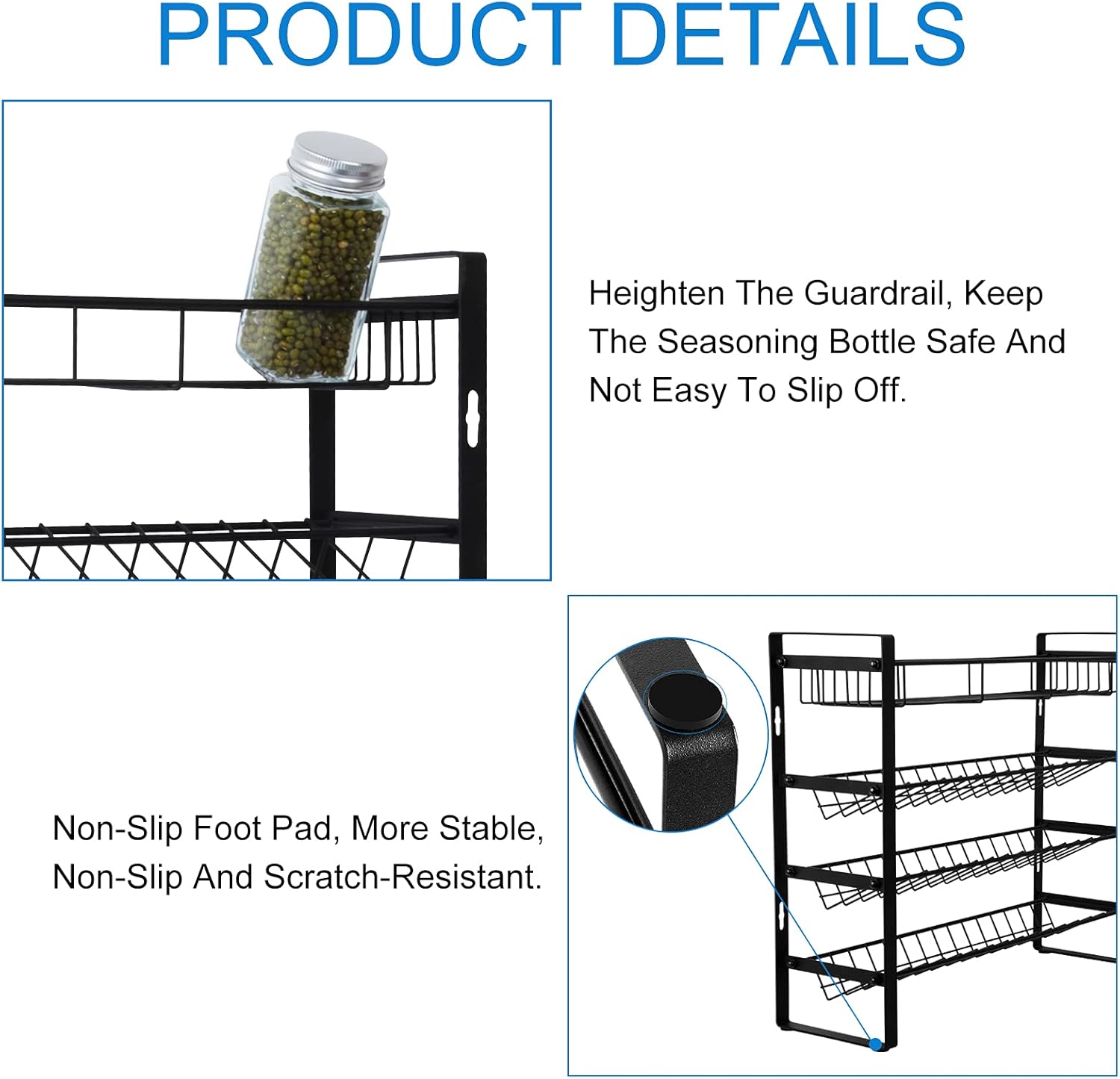 4 Tier Spice Rack with Hooks Y85117
