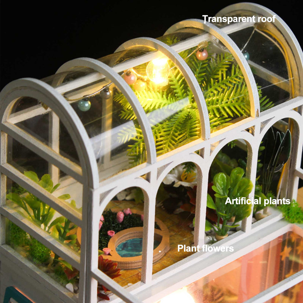 Starry Sky Flower Room Wooden Miniature Dollhouse Kit G61159
