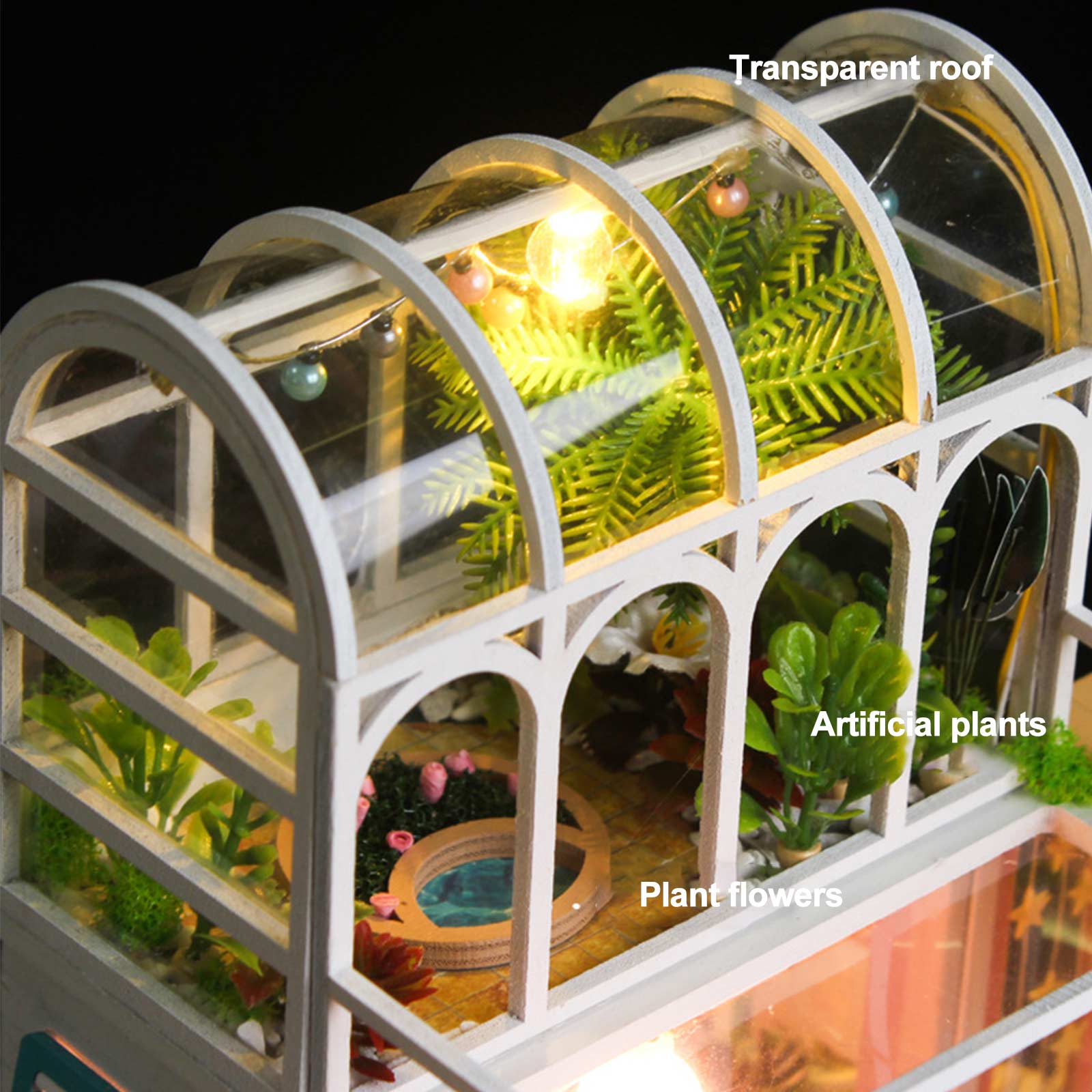 Starry Sky Flower Room Wooden Miniature Dollhouse Kit G61159