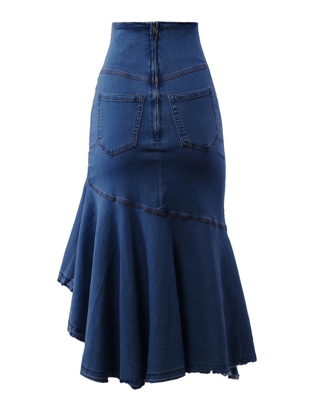 Dark Wash Denim Jean Long Skirt Z1558