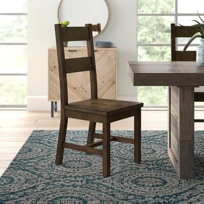 Rustic Golden Brown Solid Wood Ladder Back Side Chair Y81579