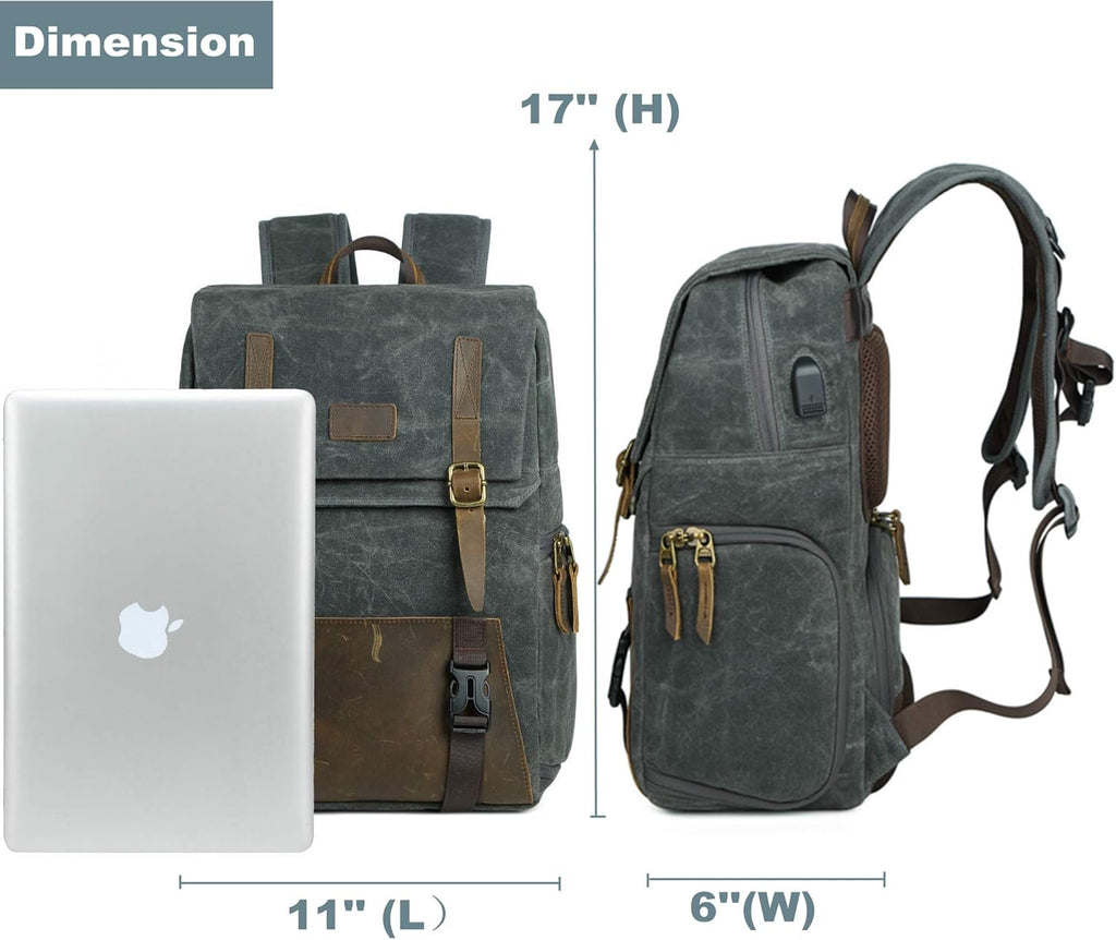 Canvas Water-repellent 15 inch Laptop DSLR SLR Backpack L3160