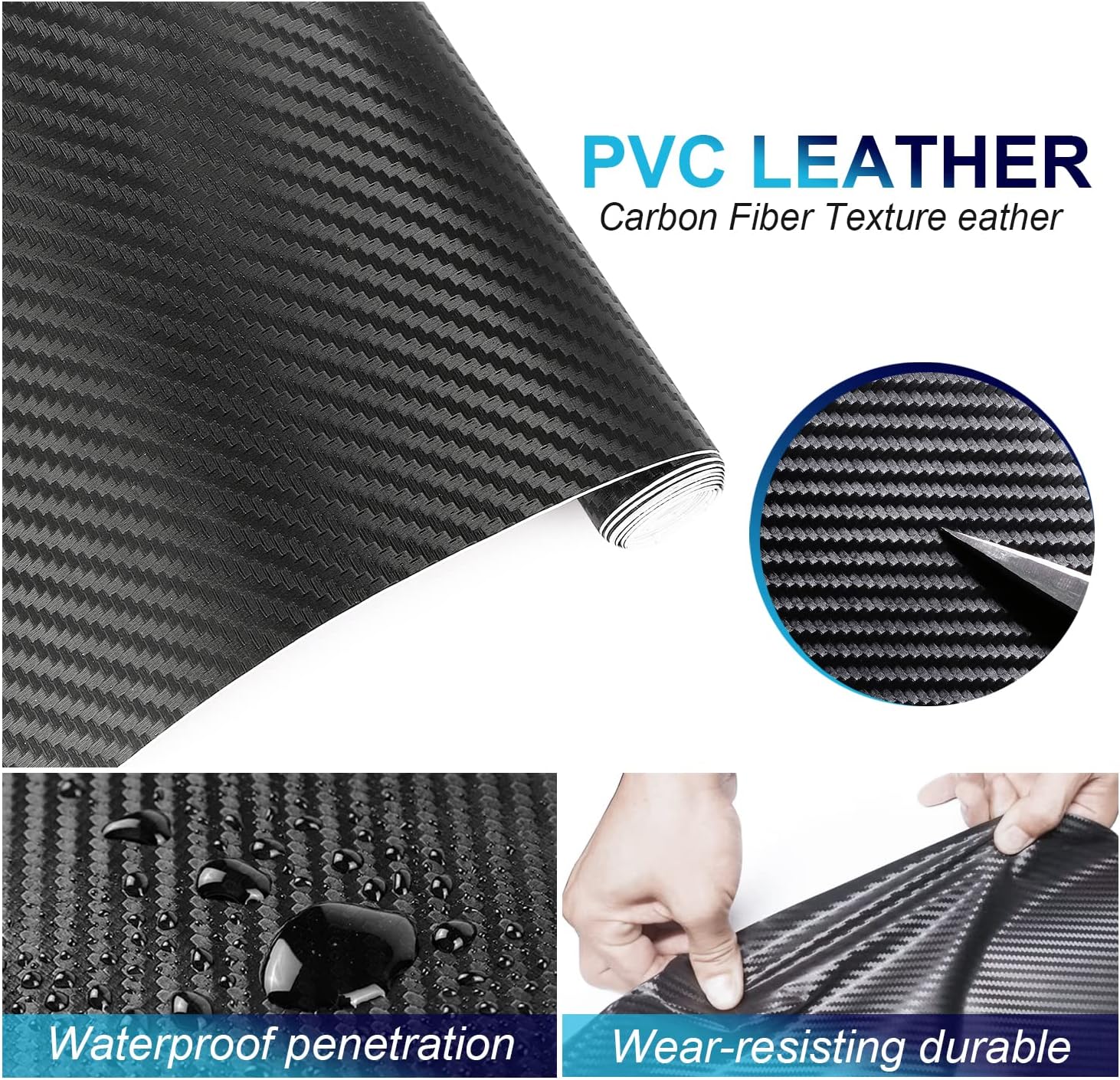 Carbon Fiber Texture Side Door Anti-Kick Threshold Protection Decal Panel G7337