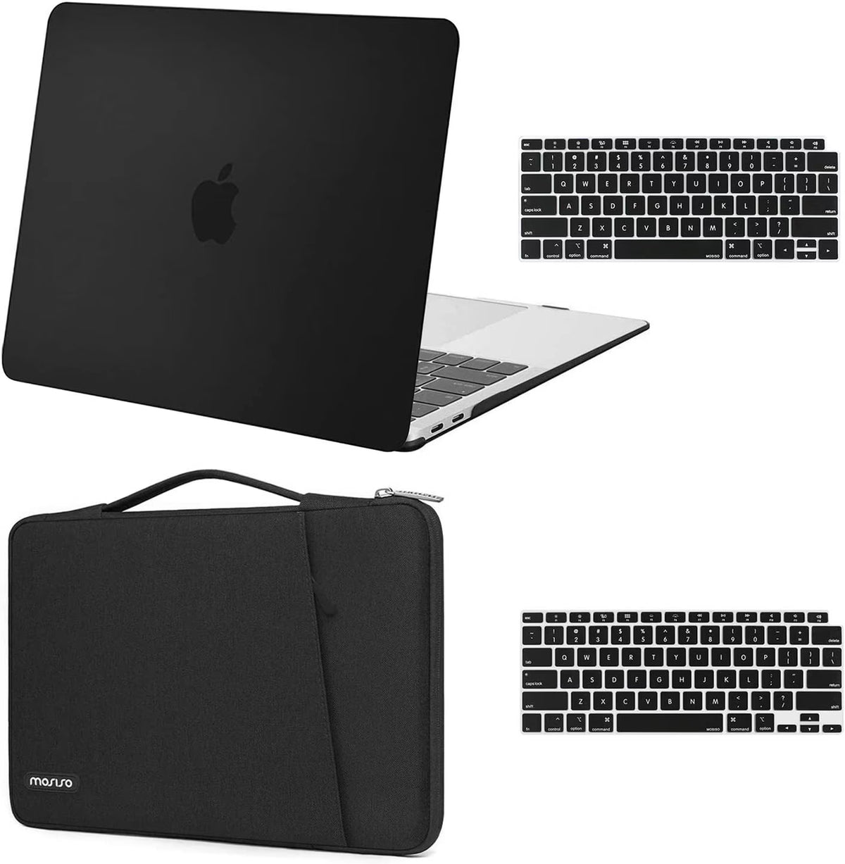 Black Plastic Hard Shell 3 in 1 Case for MacBook Air 13 inch A564916