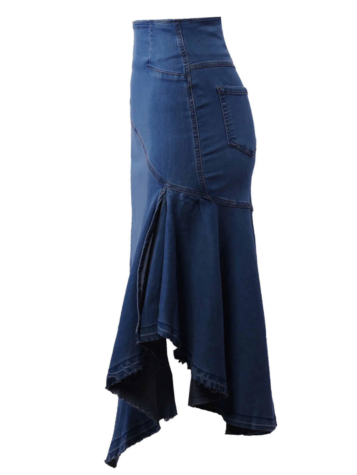 Dark Wash Denim Jean Long Skirt Z1558