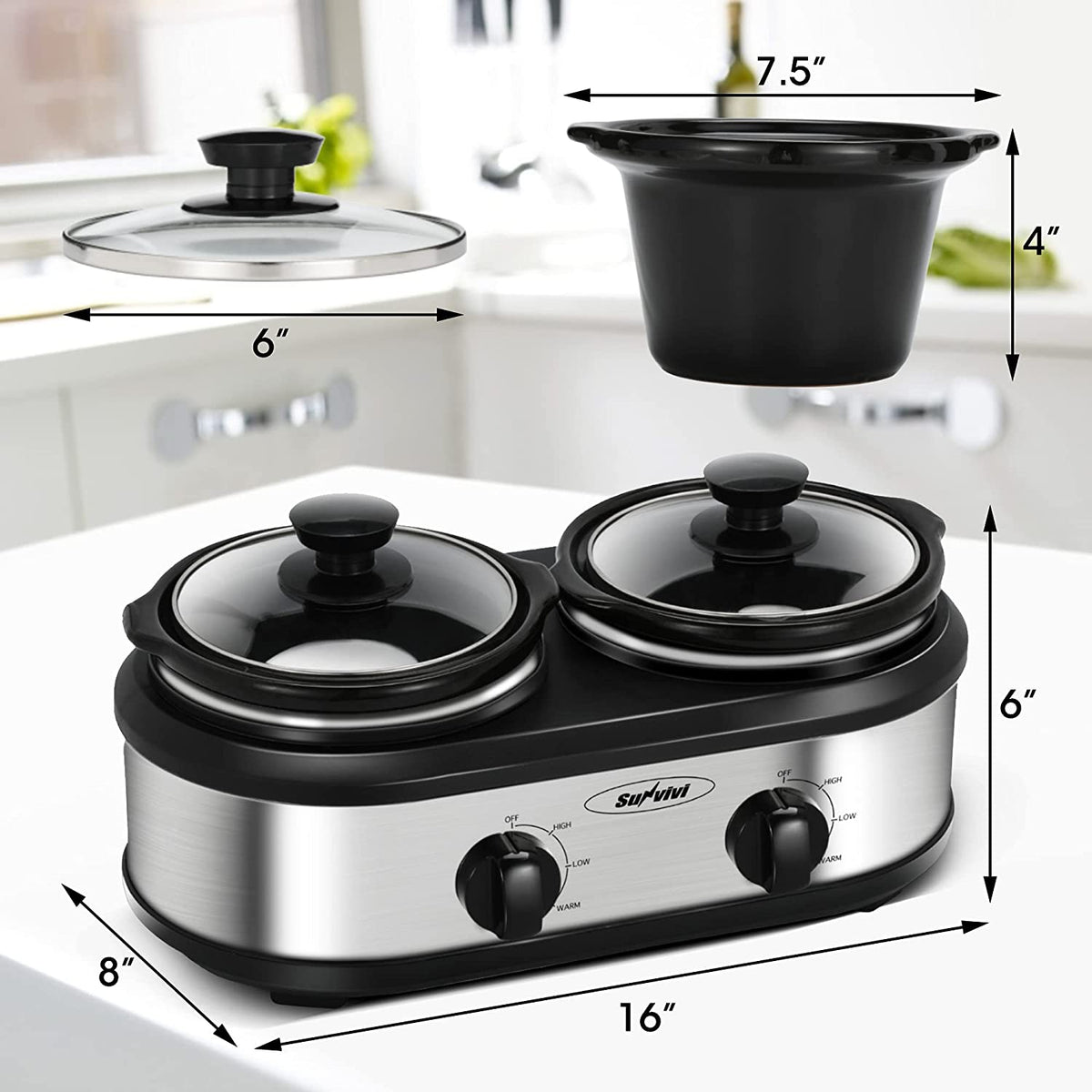 Stainless Steel Slow Cooker Buffet Server with Adjustable Temp P12156