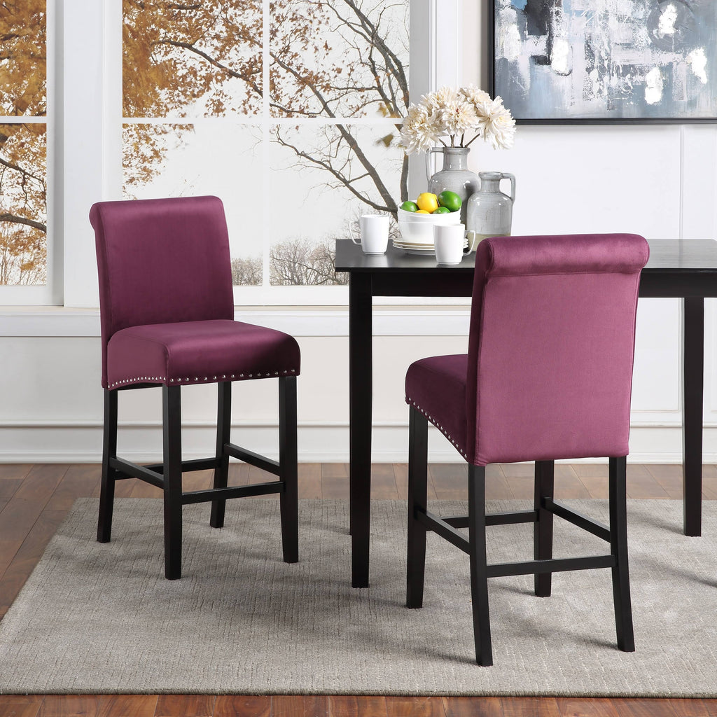 White Velvet Counter Chair Set of 2 B28607