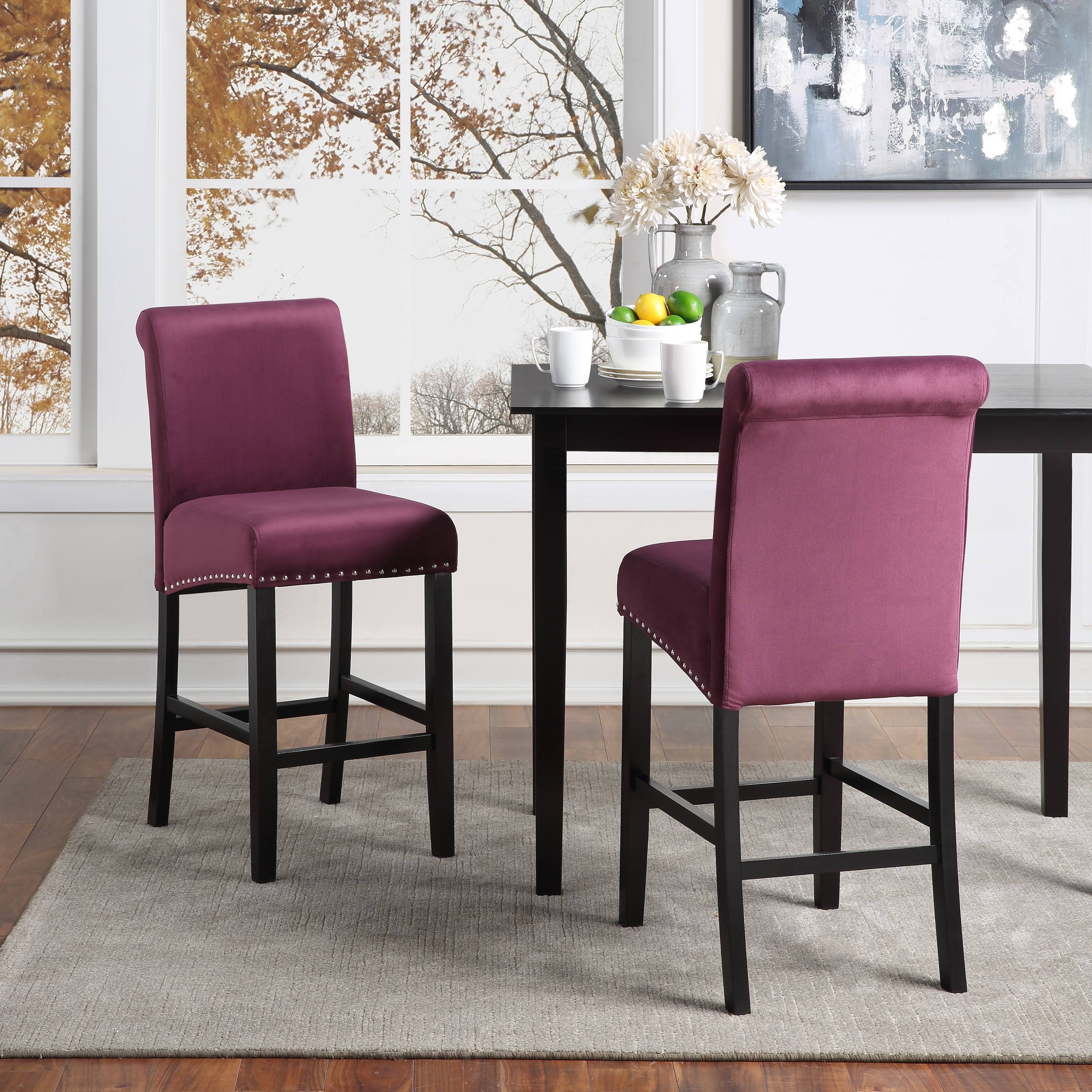 White Velvet Counter Chair Set of 2 B28607