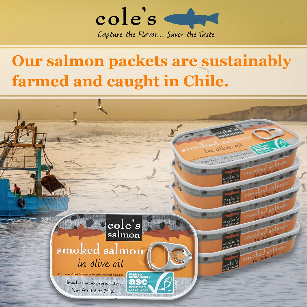 Canned Smoked Salmon in Extra Virgin Olive Oil, 3.2 oz (5 Pack) L879