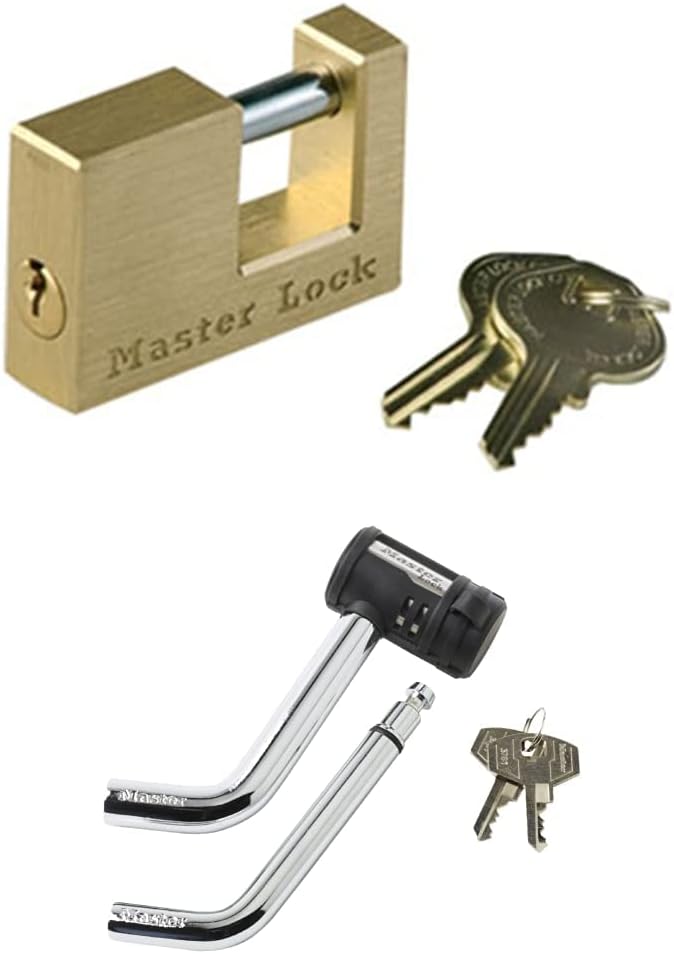 Solid Brass Coupler Lock & Black Trailer Hitch Lock Pack of 2 Z25717
