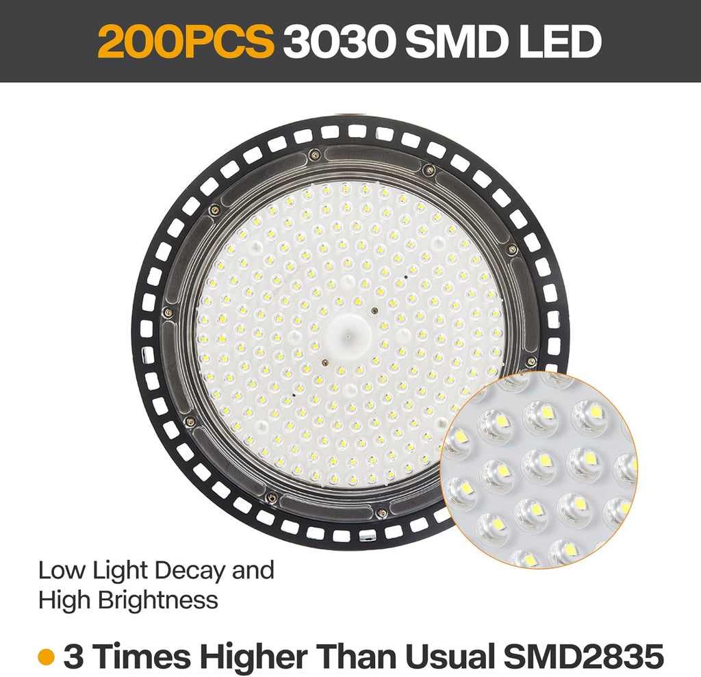 150W 5000K Daylight LED High Bay Light with US Plug 6’ Cable (1 Pack) W8175
