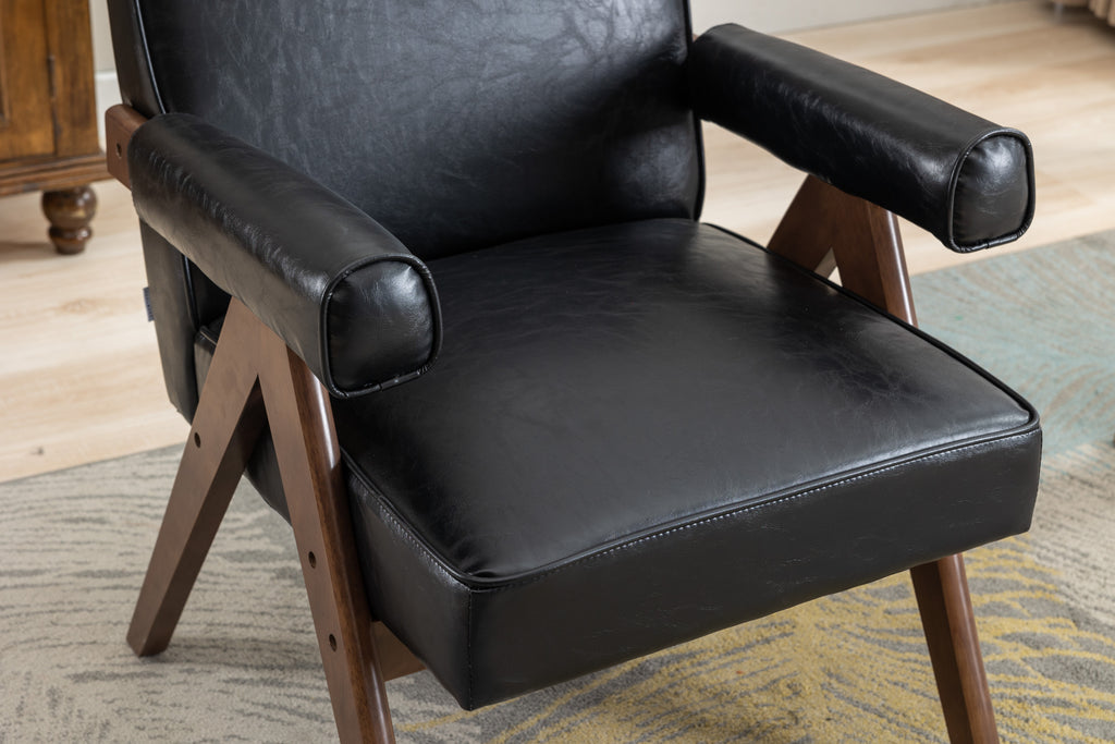 Mid-Century Modern Accent Chair with Solid Wood Armrest Z4497